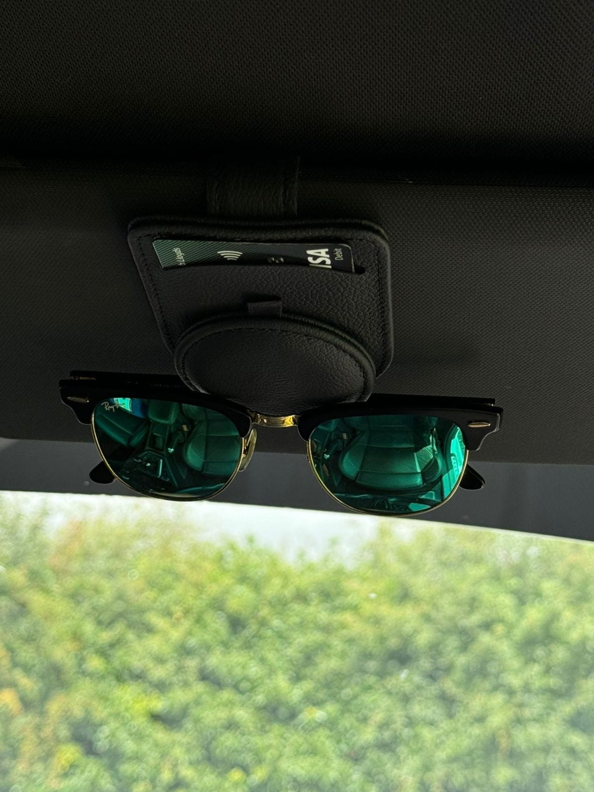 Leather Card & Glasses Holder for Sun Visor